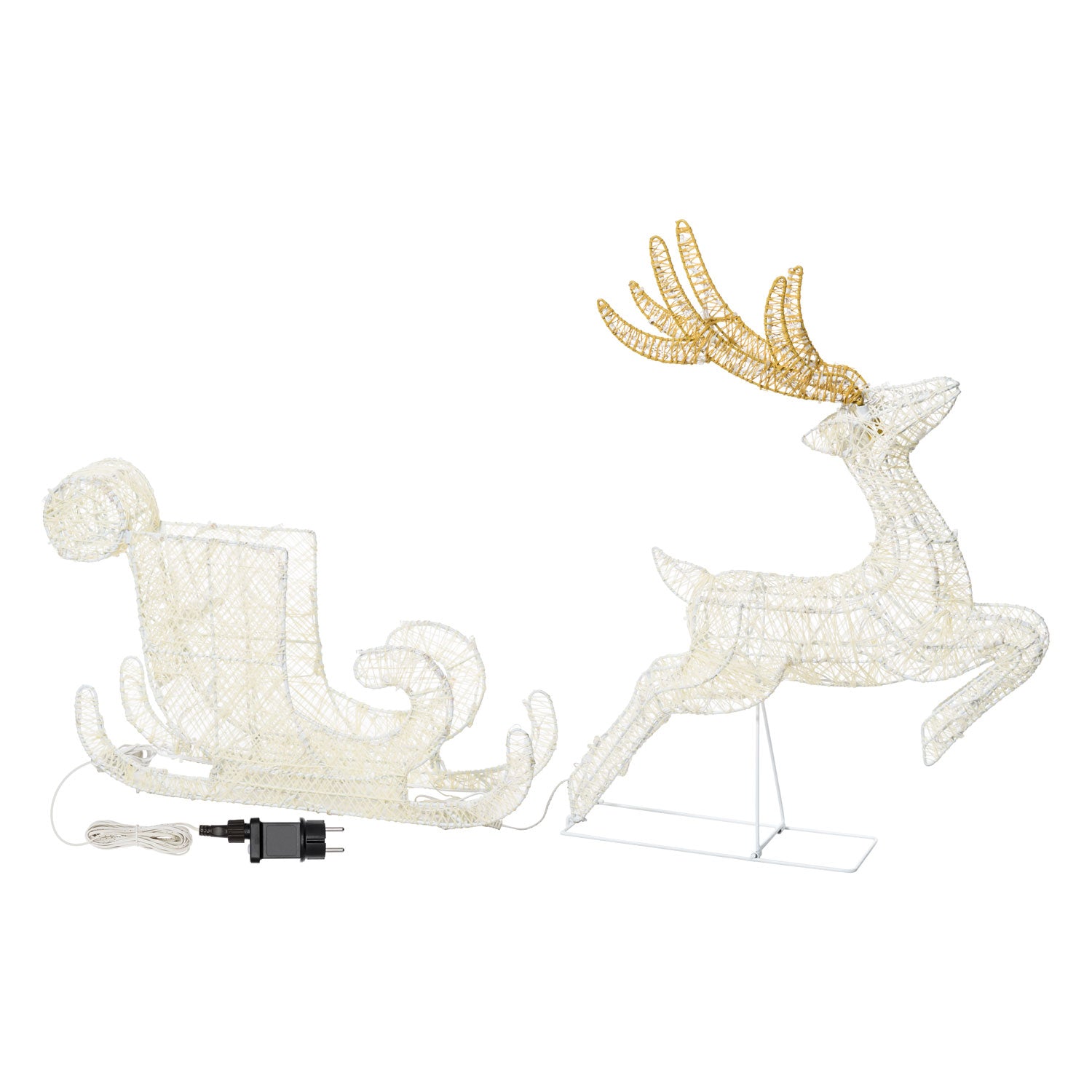 Renna con Slitta 3D H60cm 160 LED Serie LHC Luci di Natale