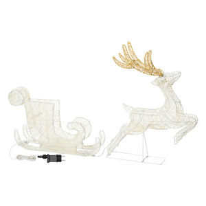 Renna con Slitta 3D H60cm 160 LED Serie LHC Luci di Natale
