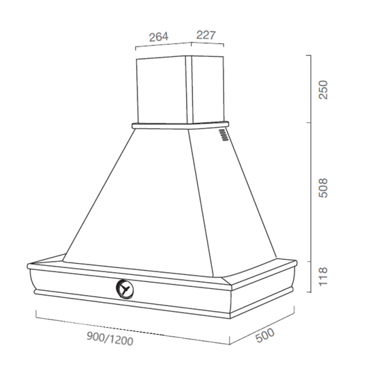 Cappa cucina rustica bianca FOSCA con cornice in legno comprensivo di orologio cm 120