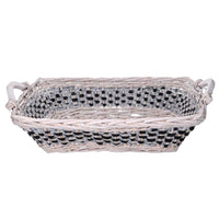 Cesta vimini intreccio azzurro bianco rettangolare cm46/54x36h13