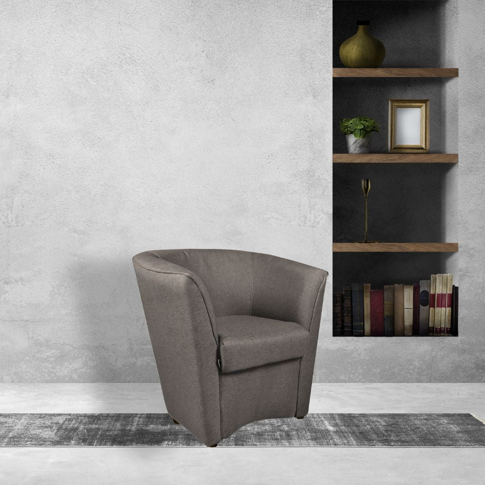 Poltrona Tago in tessuto caffè Enzo 10 H76xL75xP66