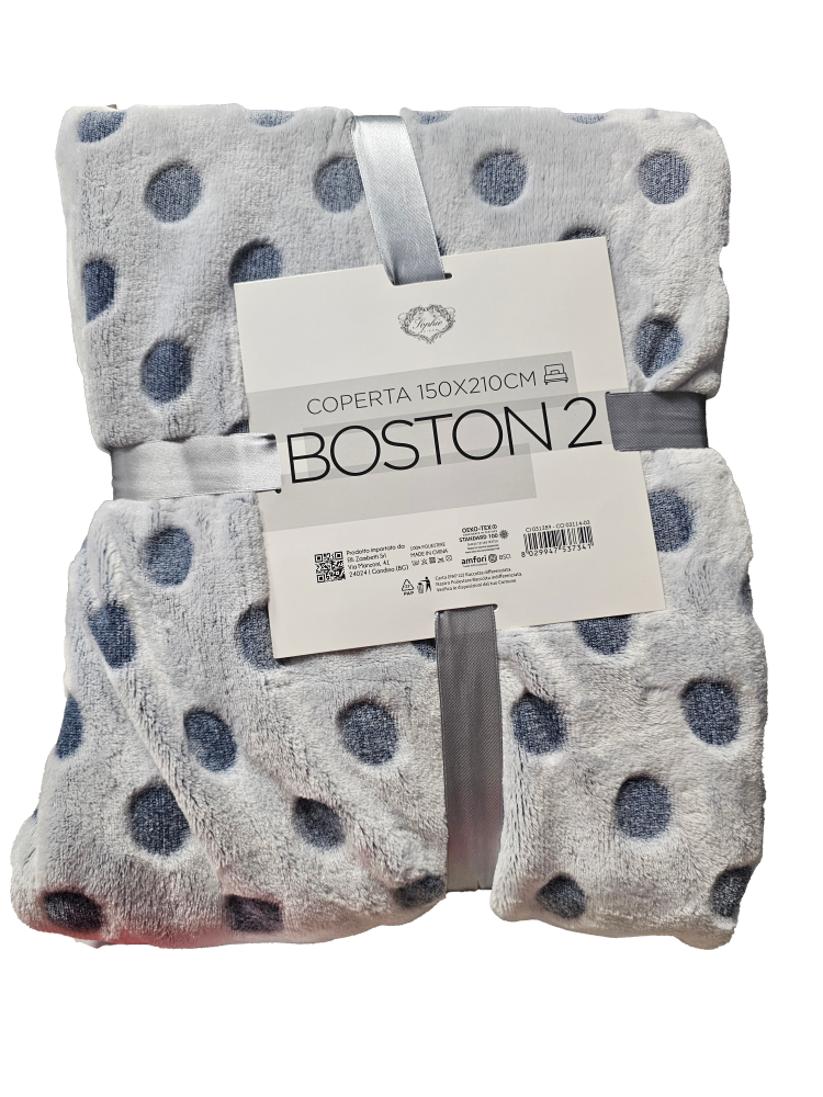 Coperta Matrimoniale Boston - 150 x 210 CM - Lavabile a 30° - 100% Poliestere