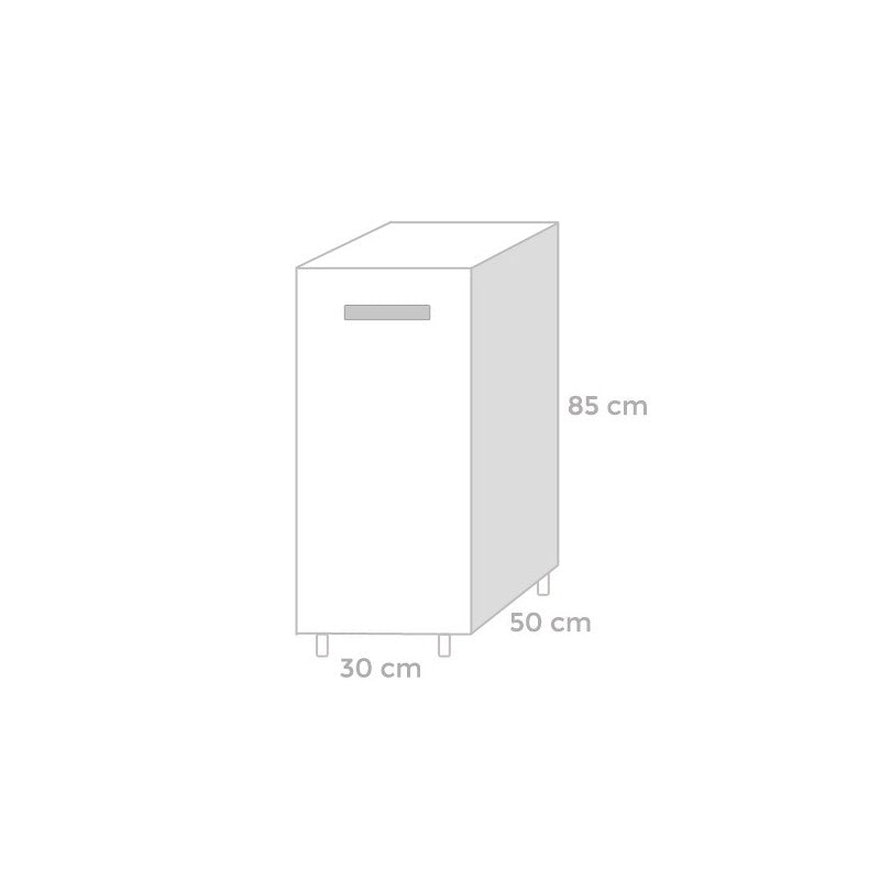 Mobile per cucina Bianco Frassinato 1 anta Cm 30x50xH 85