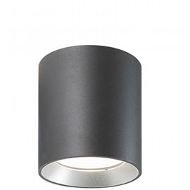 Lampada da soffitto in alluminio pressofuso, diffusore in vetro trasparente, consumo 12W, flusso luminoso 1040 lumen, luce calda grafite