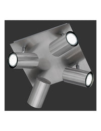 Lampada Soffitto Quadrata 4 Faretti Orientabili Marley Nichel Trio Lighting