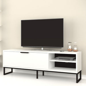 Porta tv bianco 140x35x45h cm con ghisa