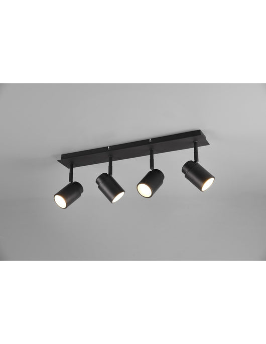 Barra Lineare 4 Faretti Spot Orientabili Metallo Nero Angelo Trio Lighting
