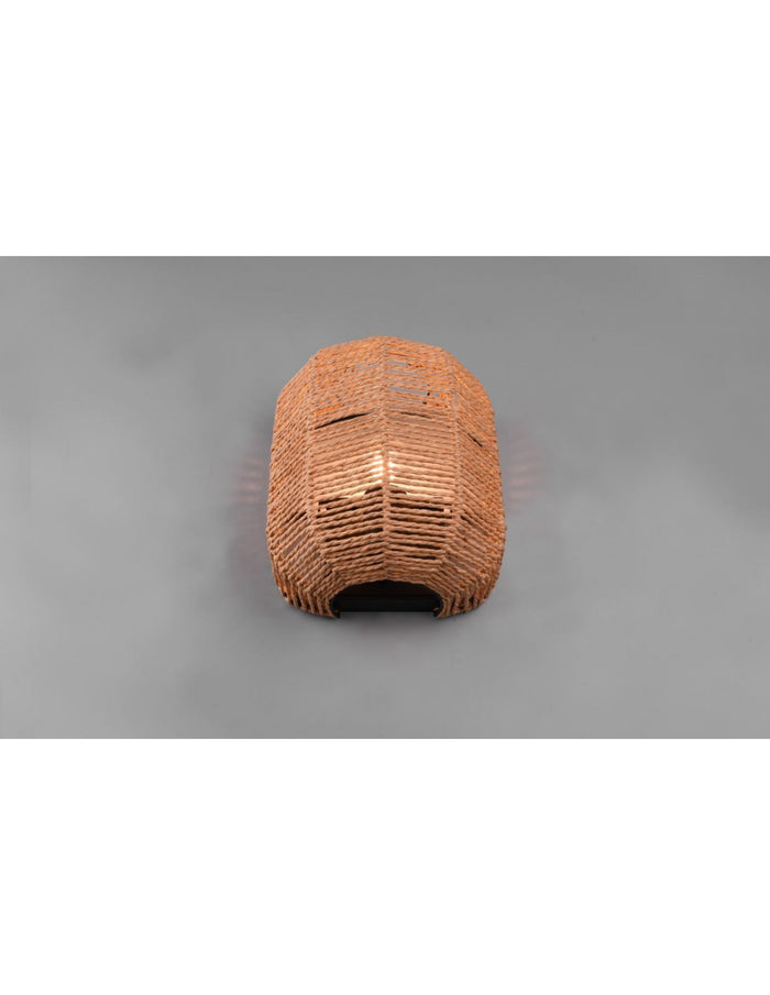 Applique Runa Nero E Diffusore Sisal Marrone Trio Lighting