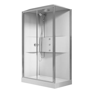 Cabina doccia multifunzione 1 anta scorrevole 1 fissa 80x120 cm