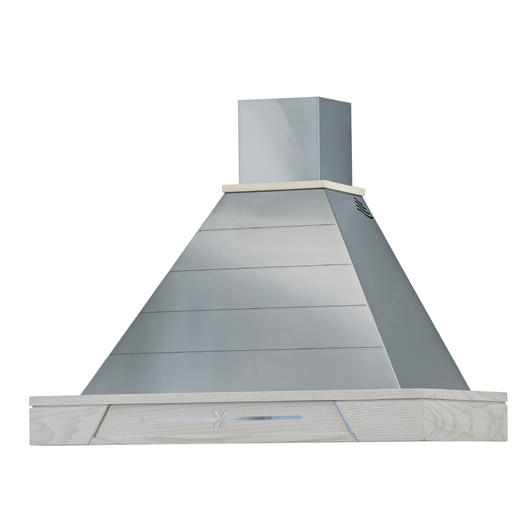 Cappa aspirante JINNY in acciaio inox silver e cornice in legno intarsio cm 90
