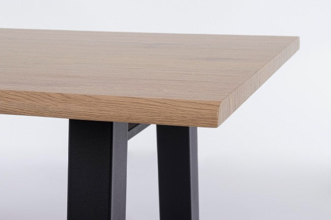 Tavolo nero in legno e acciaio stile industriale cm 180x90