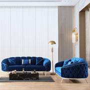 Divano 3 posti blu 250x88x88 cm