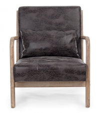 Poltrona in similpelle con cuscino stile vintage