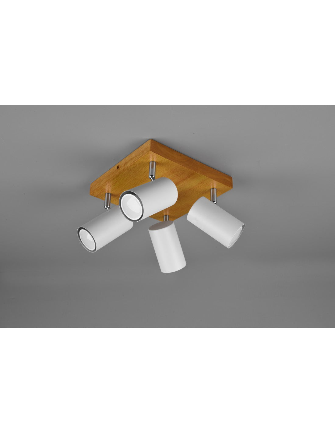 Faretto Marley 4 Spot GU10 Bianco E Legno 22x22 cm Trio Lighting