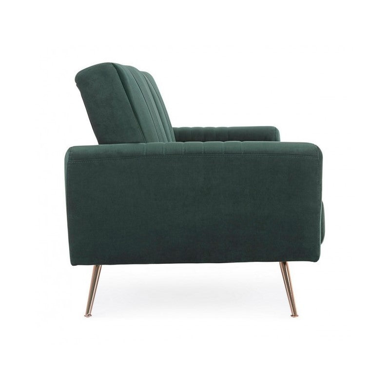 Divano letto tre posti in velluto Verde Scuro JOHNNY 210x83x h85 cm