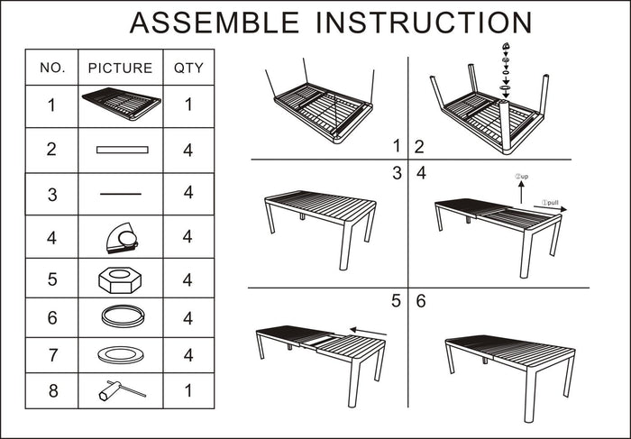 Tavolo in alluminio Claveland bianco allungabile rettangolare