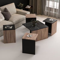 Set tavolini 60x60xh.42 cm Owentav nero/noce