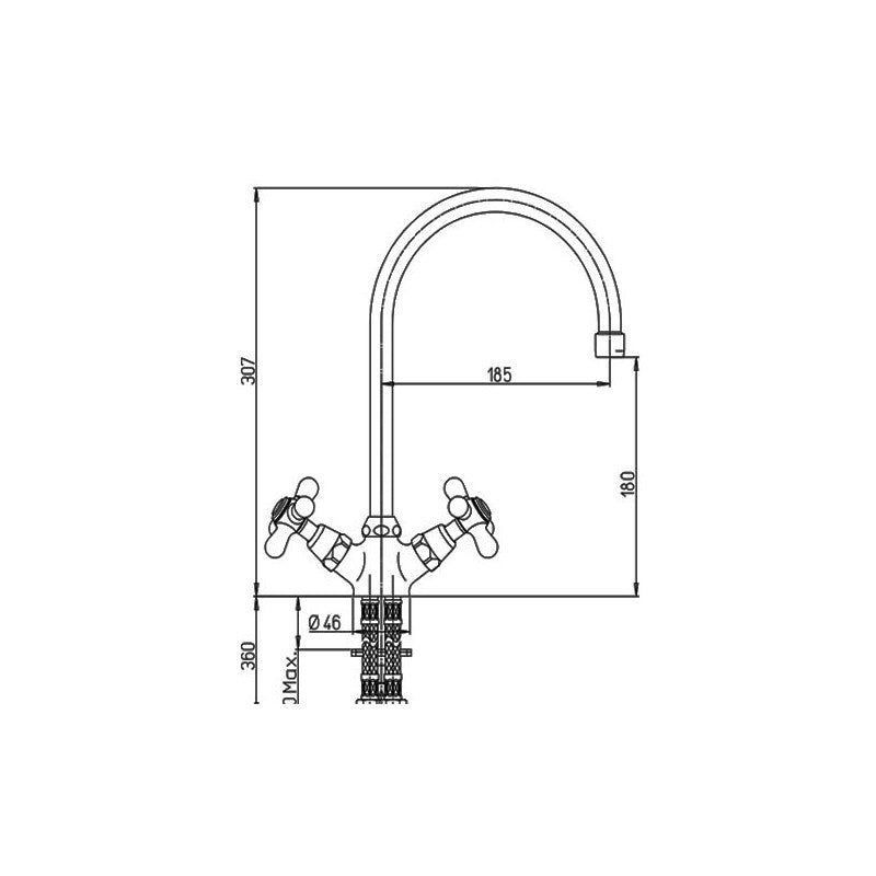 Rubinetto miscelatore paini per lavello cucina finitura cromo h.30,7x18,5 cm EFFEZ