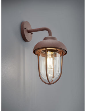 Applique Lanterna IP44 Duero Ruggine e Paralume Vetro Trio Lighting