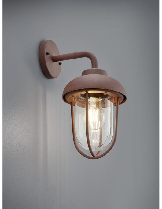 Applique Lanterna IP44 Duero Ruggine e Paralume Vetro Trio Lighting