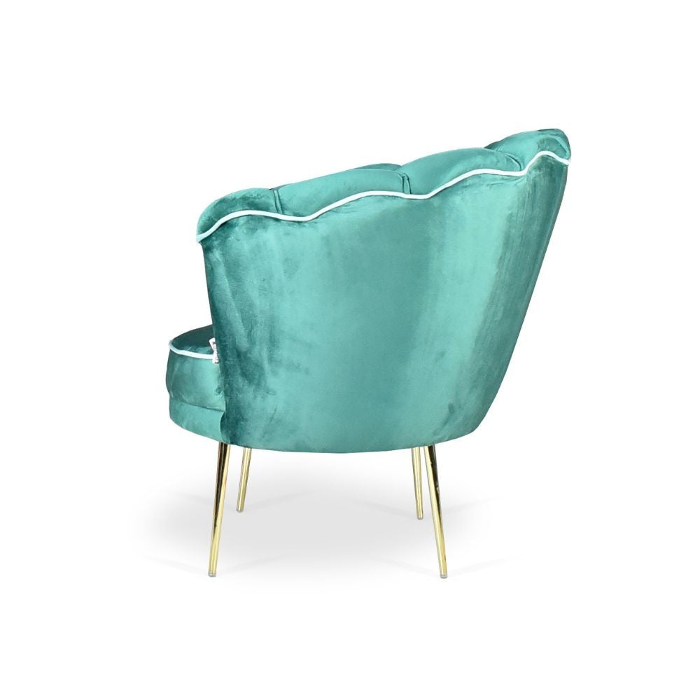 Poltrona Orel in velluto verde scuro e piedini oro H76xL70xP70