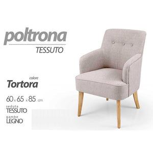 Poltrona in tessuto da camera salotto piedi legno cm 60 x 65 x 85 h tortora