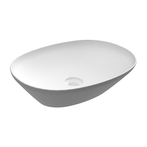 Lavabo ovale da appoggio senza foro - 50x36 cm, bianco