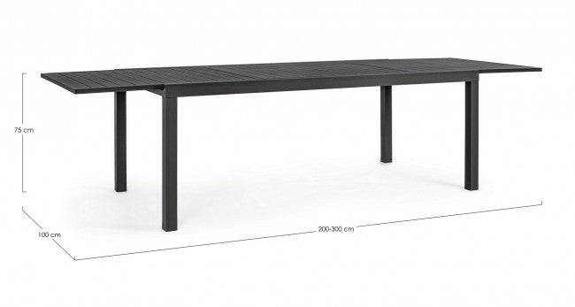 Tavolo HILDE per esterno in alluminio Antracite Allungabile 200-300x100x h75 cm