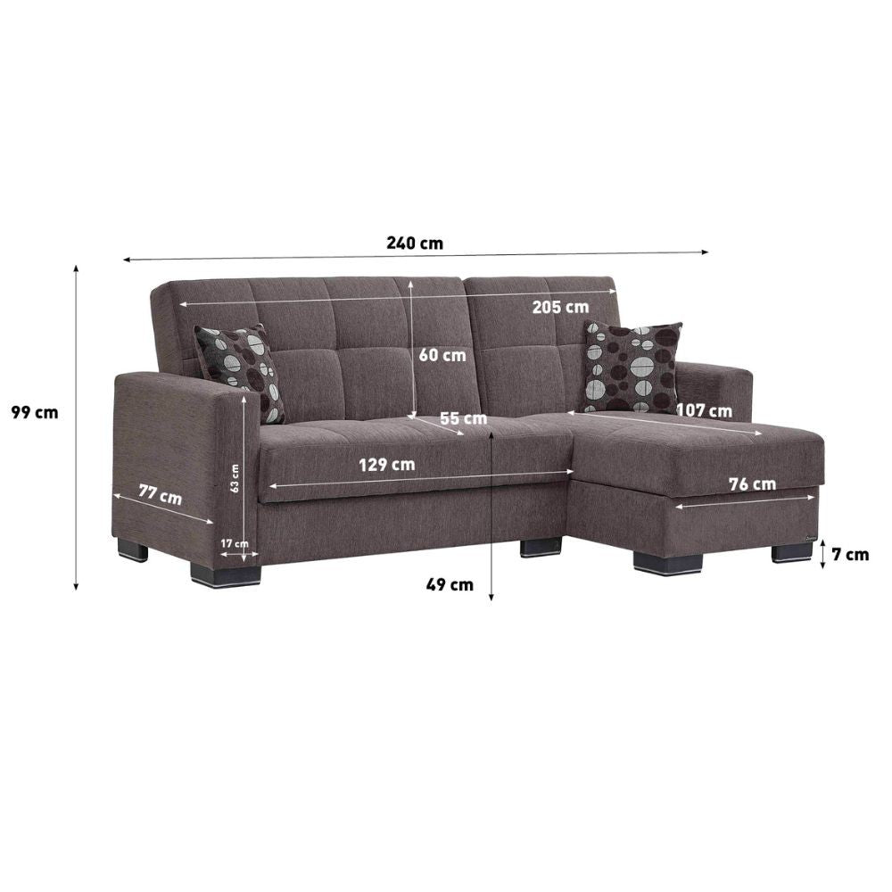 Divano letto con penisola 240x107x99 cm