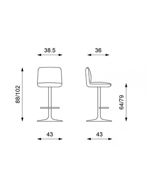 2x Sgabello in tessuto Jimmy STS