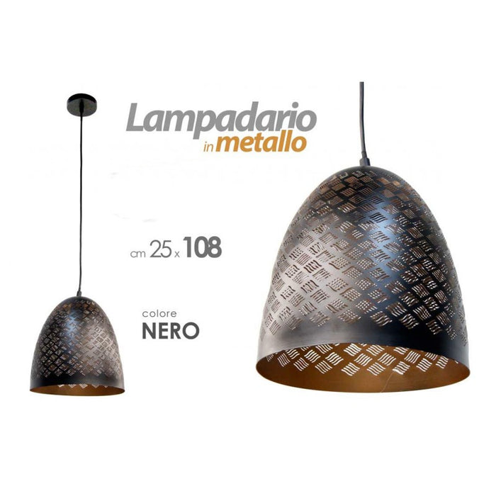 Lampadario urban industrial moderno in metallo cm 25 x 108 nero