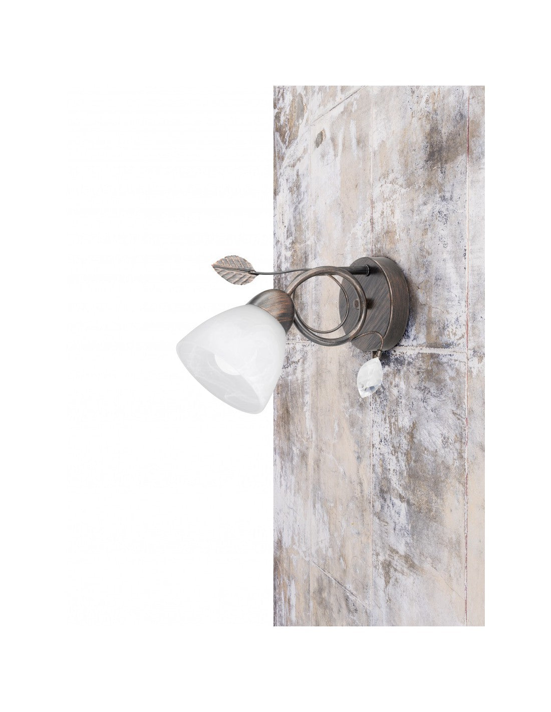 Applique 1xE14 Traditio Ruggine Coppa Vetro Bianco L12 cm Trio Lighting