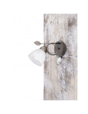 Applique 1xE14 Traditio Ruggine Coppa Vetro Bianco L12 cm Trio Lighting