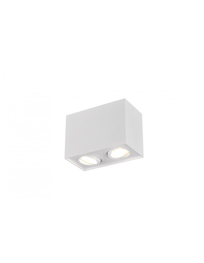 Plafoniera Biscuit Cubo Bianco 2 Spot GU10 Orientabili Trio Lighting