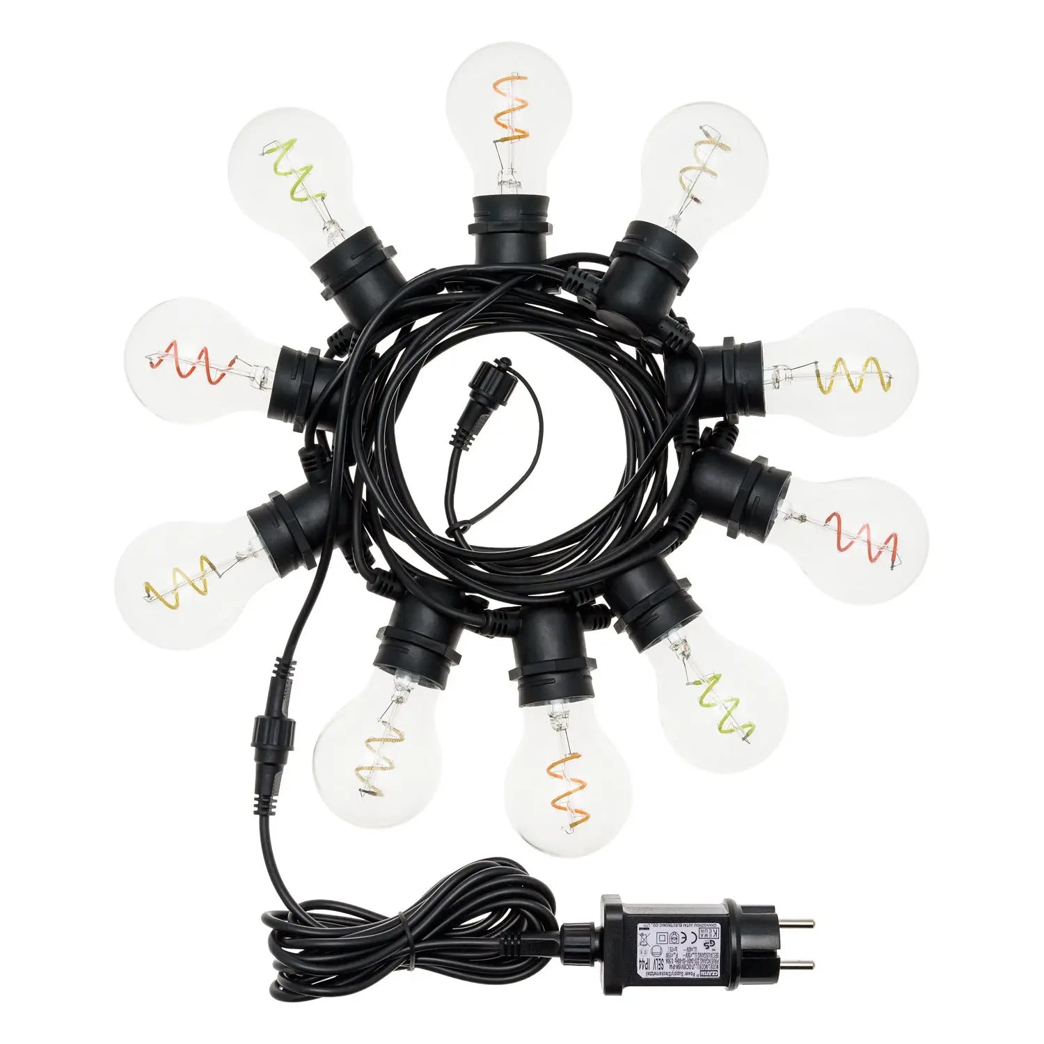 Party Light 36V 10 A60 E27 Spiral Filament LED 4+5m Multicolor