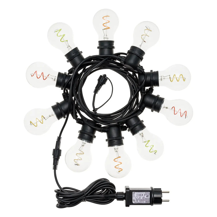 Party Light 36V 10 A60 E27 Spiral Filament LED 4+5m Multicolor