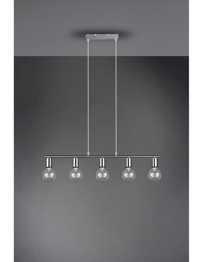 Sospensione 5xE27 Vannes Nichel L82 cm Trio Lighting