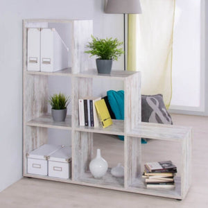 Libreria a scala Bianco Consumato BERGAMO1 116x33x h118 cm