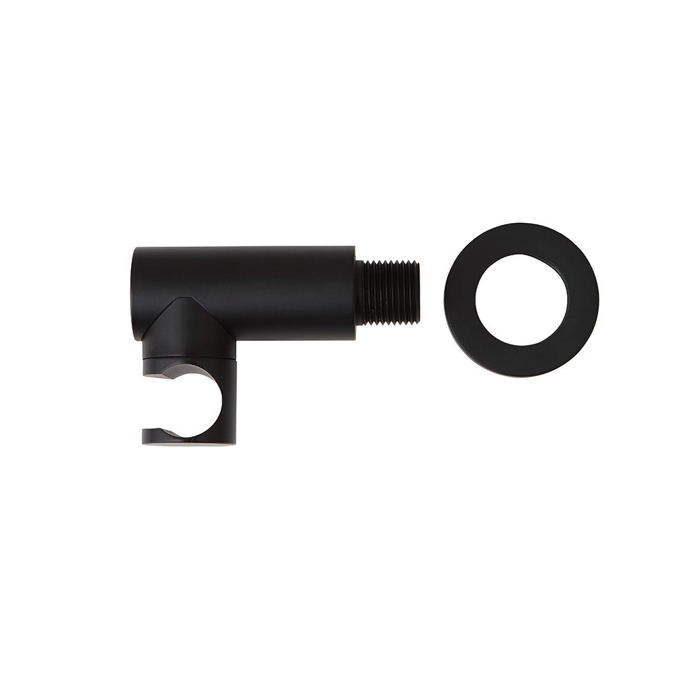 Presa acqua tonda nera opaca con supporto doccetta