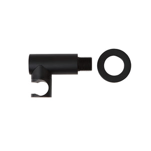 Presa acqua tonda nera opaca con supporto doccetta