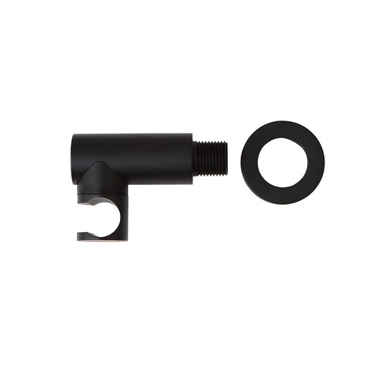 Presa acqua tonda nera opaca con supporto doccetta