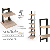 Scaffale urban industrial in legno e metallo slim cm 30 x 30 x 131 h