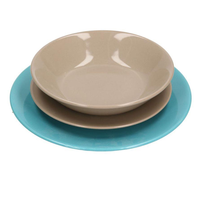 Piatto servizio 18 pz turchese-tortora cm27x27h26