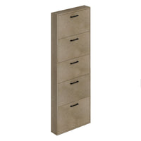 Scarpiera Slim in legno nobilitato 5 ribalte argilla h180x65x15 cm