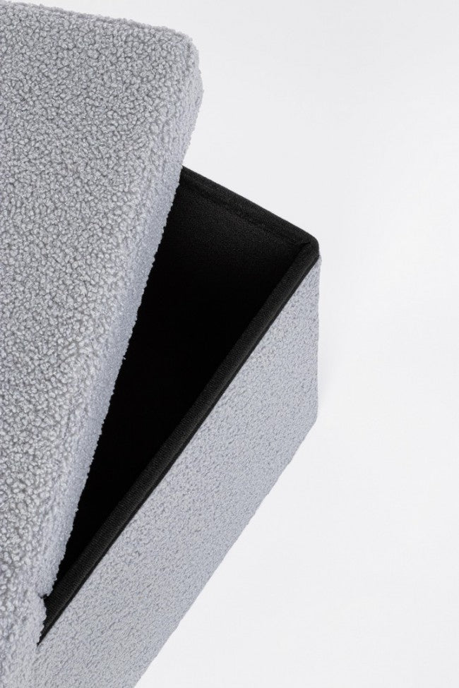 2x Pouf grigio boucle 76x38x38