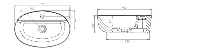 Lavabo D'Appoggio Mod. La63 Cm 60 X 40