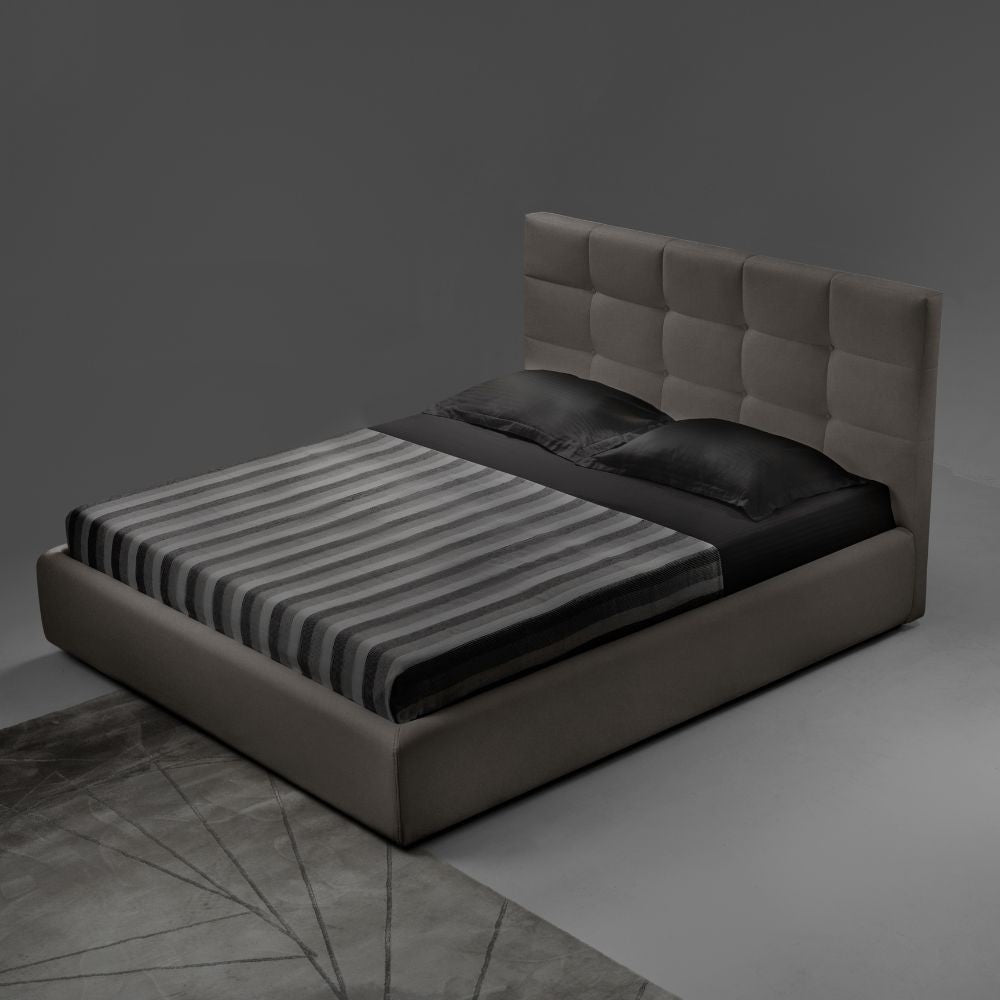 Letto matrimoniale Napoli tessuto tortora con contenitore