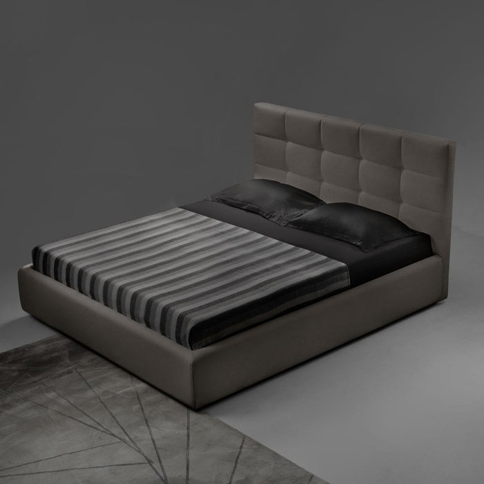 Letto matrimoniale Napoli tessuto tortora con contenitore