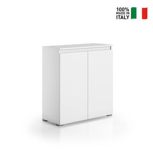 Mobile Multiuso Con 2 Ante Maniglia A Gola 4 Ripiani Regolabili bianco