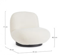 Poltrona girevole bianco bouclé 81x95x71